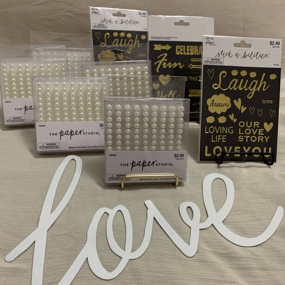 The Paper Studio Other - 225 Pearl Adhesive Gem Strips & 123 pc Wedding/Our Love Story Themed Stickers